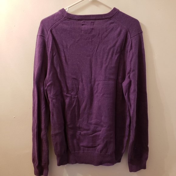 Express Mens V-Neck Purple Long Sleeve Sweater - Picture 3 of 11